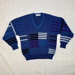 St. Croix Knits | Vintage 90s Wool & Mohair Blue Long Sleeve Sweater | Medium